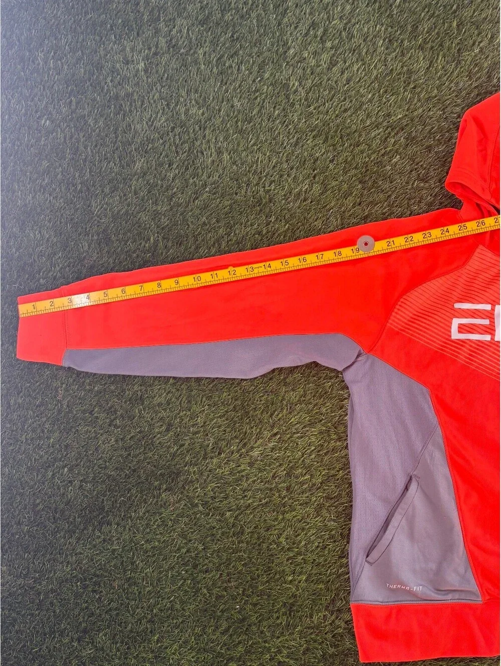 Vintage Nike Therma-Fit 80s Red Gray Polyester Hoodie, Unisex Adults size XL